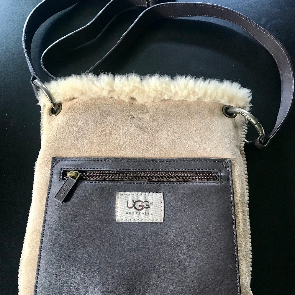 UGG AUSTRALIA Shearling-Trimmed Suede Crossbody